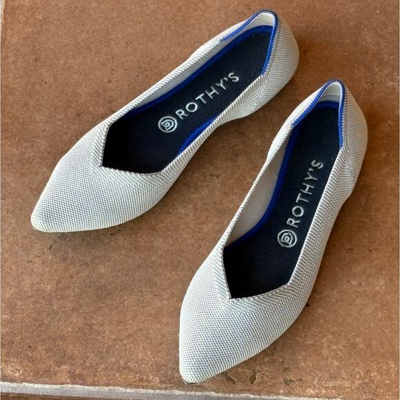 Rothy's The Point Light Gray Slip On Knit Flats size 9.5 - Picture 15 of 16